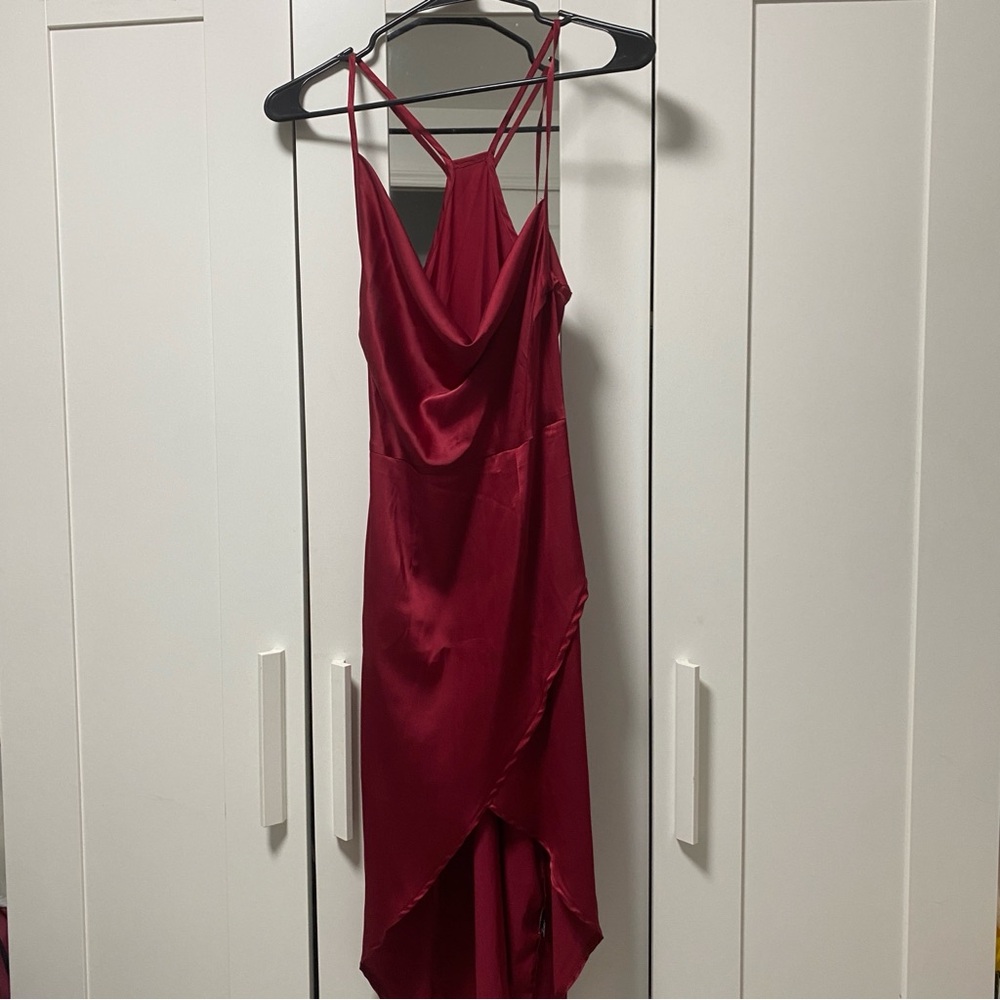 Elegant Red Satin Dress